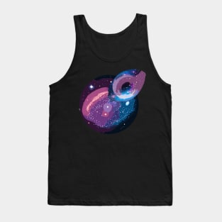 blacklight painting of a galaxy scene, complete with swirling nebulas and stars that glow under UV light Tank Top